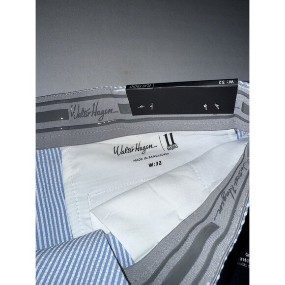 NWT Walter Hagen Powder Blue Seersucker Shorts Flat Front Size 32 - Picture 6 of 7